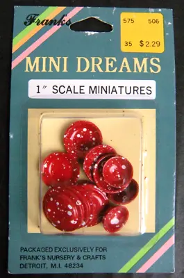 Vintage Doll House Furniture Red Plates Bowls Mini Dreams 1  Scale Miniatures • $7.99