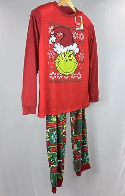 THE GRINCH Men's Pajama Set Medium 2-Piece Jammies Christmas Red Holiday Festive • $19.88