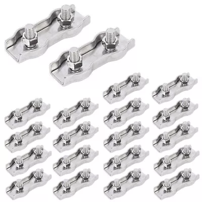 Stainless Steel T304 Duplex Wire Rope Cable Clamp Double Bolt Wire Cable Clamps • $11.99