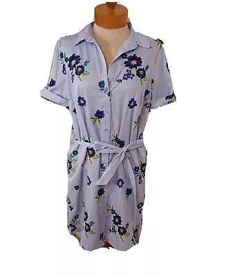 Floral Women's Shirt Dress Blue 10 Eci New York Spring Easter • $12