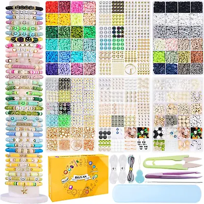 4 Box 13000 Clay Beads And 1220 Charms Clay Beads For Bracelet Making Kit For • £16.94