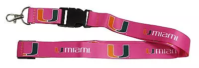 Miami Hurricanes Pink Lanyard-miami Hurricanes Pink Keychain Lanyard-36  Long • $14.99