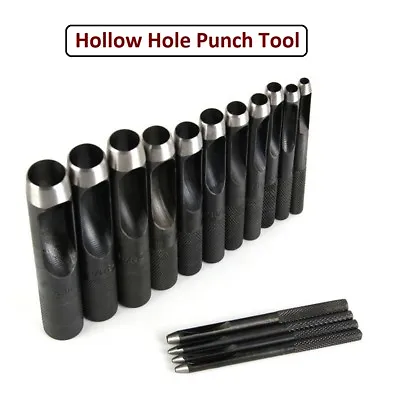 Black Hollow Hole Punch Tool For DIY Leather Crafts Wood Fabric Vinyl Plastic • £38.79