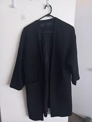 Zara Blazer Coat Jacket Size M - Black Pockets Collarless • $15