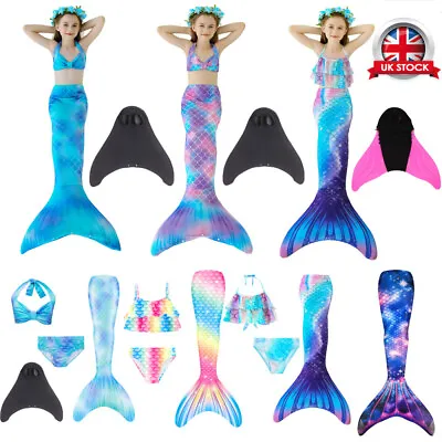 2/4pcs/Set Kids Girl Mermaid Tail Swimmable Bikini Set Swimsuit Swimming Costume • £15.82