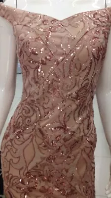 $169.95 • Buy Formal Party Gown Size 14 Gold Off The Shoulder Wedding Ball Events Gala Cruise