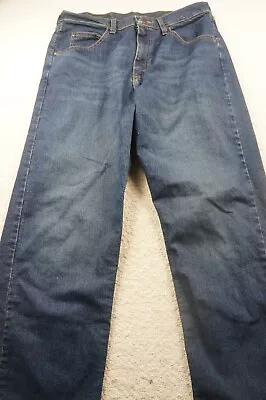 Wrangler Men 32x34 Blue Cotton Straight Denim Jeans K104 • $25