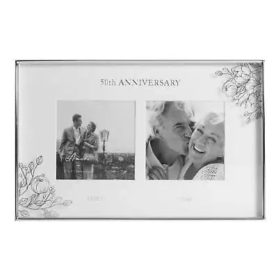 50th Wedding Anniversary Silver Dual Photo Frame. Then & Now • £14.95