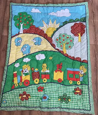 Vintage Baby Quilt Apple Tree Train Sunshine Boy In Train 45 ×34  • $19.99