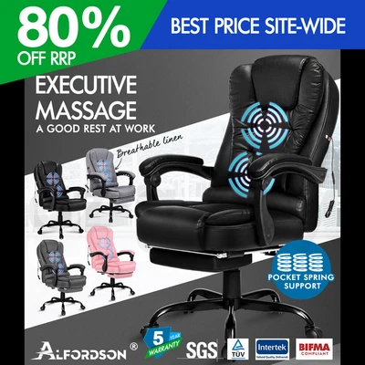 $125.95 • Buy ALFORDSON Massage Office Chair Executive Gaming Racing Seat PU Leather Footrest