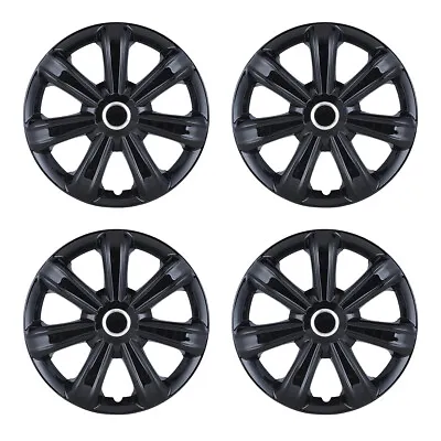 15  Set Of 4 Black Wheel Covers Snap On Full Hub Caps Fit R15 Tire & Steel Rim • $42.99