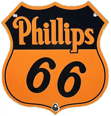 Vintage Phillips 66 Gasoline Porcelain Sign Dealership Gas Station Motor Oil • $116.38