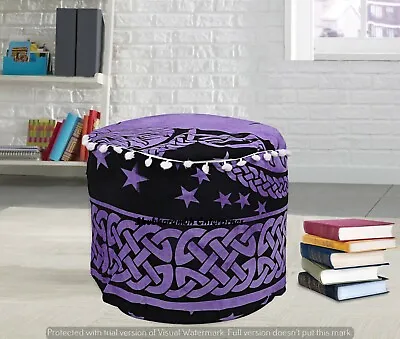 Large Cotton Moroccan Decor Furniture Hippie Round Footstools Indian Ottomans  • $35
