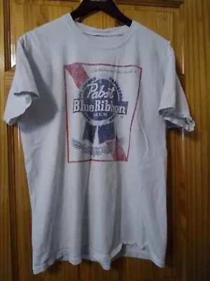 Pabst Distressed Large XL Adult Short Sleeve Shirt Mens Pabst Blue Ribbon Beer • $9.65