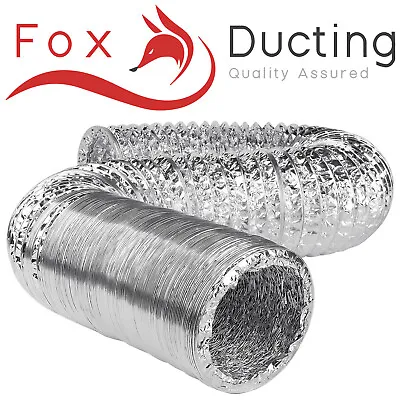 Fox Hydroponic Grow Aluminium  4  Inch / 100mm Flexible Foil Ducting  5m Meter • £9.99