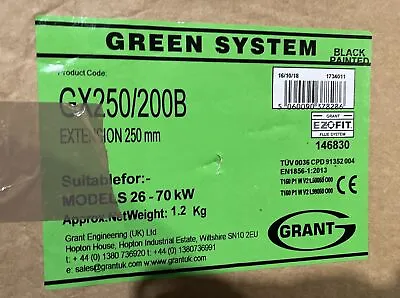 Grant  Green System Boiler Flue 250mm Extension 26-70kW Black GX250/200B 146830 • £30
