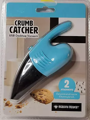 Crumb Catcher USB Desktop Vacuum Modern Monkey Computer Vacuum Blue Black • $14