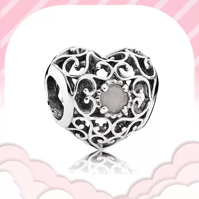 Brand New June Birthstone Heart Bead Charm  Real S925 Women Bracelet Necklace • $14.95
