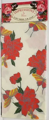 1 Vinyl Kitchen Table Doily / Runner 16 X43  BUTTERFLIES & RED FLOWERS Mirtex • $8.99