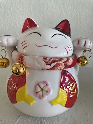 16cm Ceramic Maneki Neko Lucky Cat Money Box Piggy Bank Feng Shui Home Decor • $18