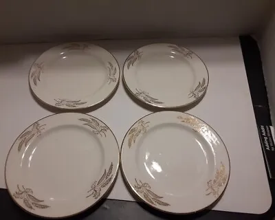 Set Of 4 Vintage Lifetime China Prairie Gold Wheat Dessert Plates SemiVitreous • $19.95