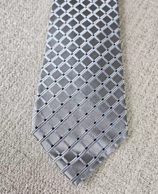 Van Heusen Tie -  3.25 In Silver Plaid Silk Necktie - Men's Classic • $9.97