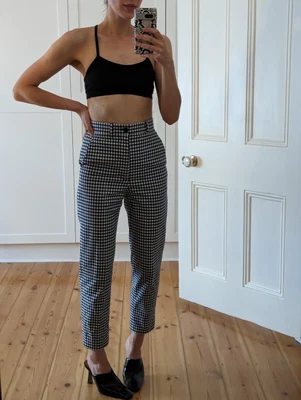 $120 • Buy Scanlan & Theodore Gingham Check High Waisted Trouser Pants 6