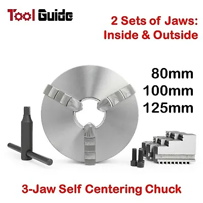 3 Jaw Self Centering 80/100/125 Mm Metal Hardened Lathe Chuck CNC Reversable  • $132.65