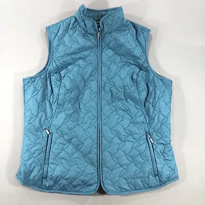 Eddie Bauer Vest Down Blue Puffer Quilted Womens XL • $16.99