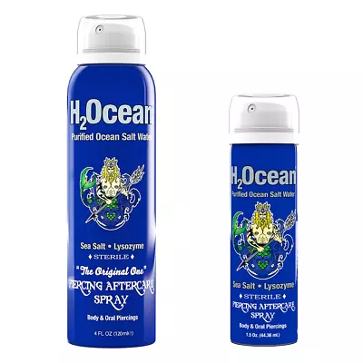 BOTTLE 1.5 Oz 4 Oz H2OCEAN Saline OCEAN SALT WATER BODY PIERCING AFTERCARE SPRAY • $17.96