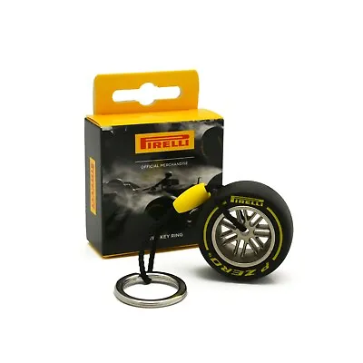 Pirelli Motorsport F1 Official Rubber Medium Tyre Yellow Keyring KeyChain Box • £13.95