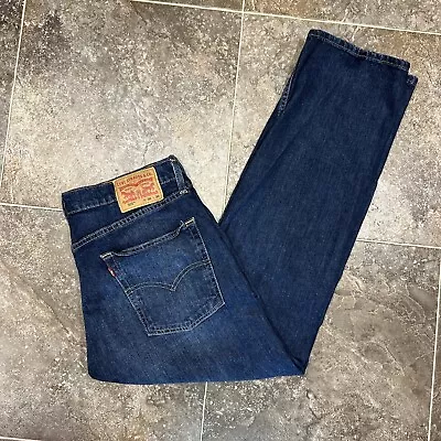 Levi's 505 Jeans Mens Size 36x30 Regular Fit Straight Leg Blue Dark Wash Denim • $22.92