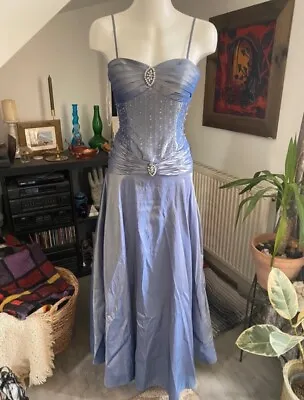 Y2k Ethereal Blue Two Tone Embellished Corset Back Prom Dress Size 8  • £100