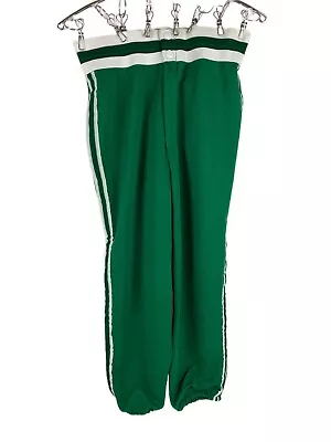 Vintage 70s Baseball Pants Green White Stripes Deadstock Majestic Unisex Adult • $27.75