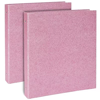 2 Pack Sparkly Pink 3 Ring Binder With 2 Inch Rings 350 Sheet Capacity 11x12  • $27.99