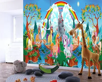 Whimsical Wallpaper: Fairytale Castle's Magical Adventure With Unicorns And R... • £302