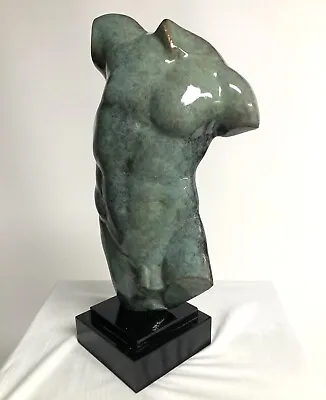 Male Torso Sculpture Bronze And Green Patina  • $375
