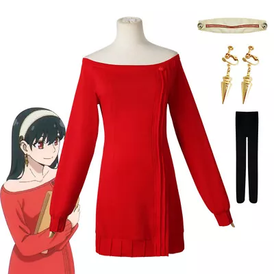 Anime SPY×FAMILY Yor Forger Cosplay Costume Red Daily Dress Uniform Outfit • $38.24