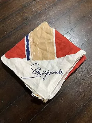 Vintage SCHIAPARELLI Scarf OS Silk Hand Rolled Abstract Square 23 X 23” Gold Red • $49.99