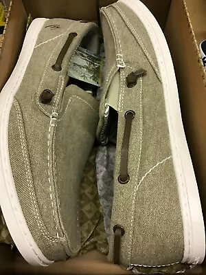 Margaritaville Tan Khaki Cayman Mens Dock Canvas Slip On Deck Boat Shoes Size 13 • $40