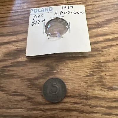 Poland Coin  German Occupation Coinage 5 Fenigow 1917 • $5