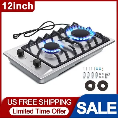 2-Burner Gas Cooktop Kitchen Built In Cooktop Stainless Steel NG/LPG Convertible • $79.99