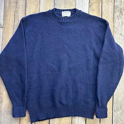The Moors 100% Pure Shetland Wool VTG Sweater Mens Size M Blue Lord Jeff • $26.99