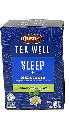 Celestial Seasonings Tea Well Herbal Tea Sleep Melatonin Chamomile Mint 12 Count • £11.75