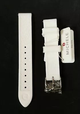 Michele 16mm White Stingray Silicone Watch Strapband+silver Buckle Ms16ck040100 • $74.99