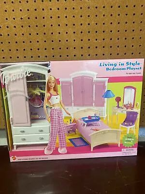 Vintage Barbie Living In Style Bedroom Playset 2002 Mattel 67552 RARE • $74.99