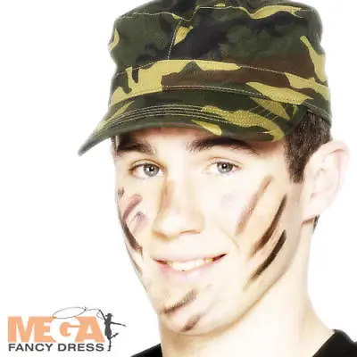 Army Camouflage Cap Fancy Dress Military Solider Uniform Mens Ladies Costume Hat • £3.99