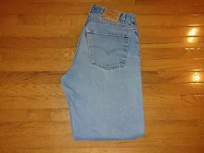 Vtg Mens Levi 560 36x32 Loose Fit Tapered Leg Light Wash Distressed Blue Jeans • $18.99