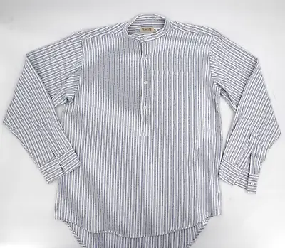 Magee Nightshirt Men Medium Blue White Striped Long Sleeve Cotton Ireland Made • $39.99