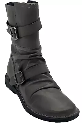 Miz Mooz Leather Buckled Mid Boots Pasha Graphite • $79.99